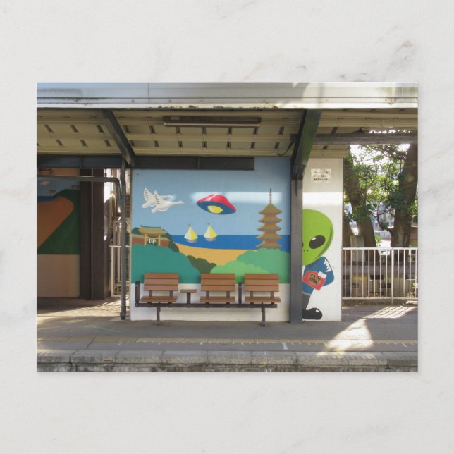 Cartão Postal Alienígena Espacial da Estação Hakui: Ishikawa, Ja (Frente)