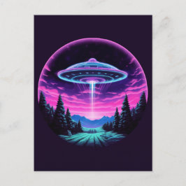Cartão Postal Alienígena Espacial Retrofuturista