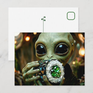 Cartão Postal Alienígena Extraterrestre e Sushi Cristalino