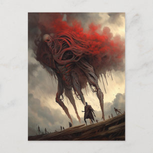Cartão Postal Alienígena Gigante Andando na Ciência Ficando Arte