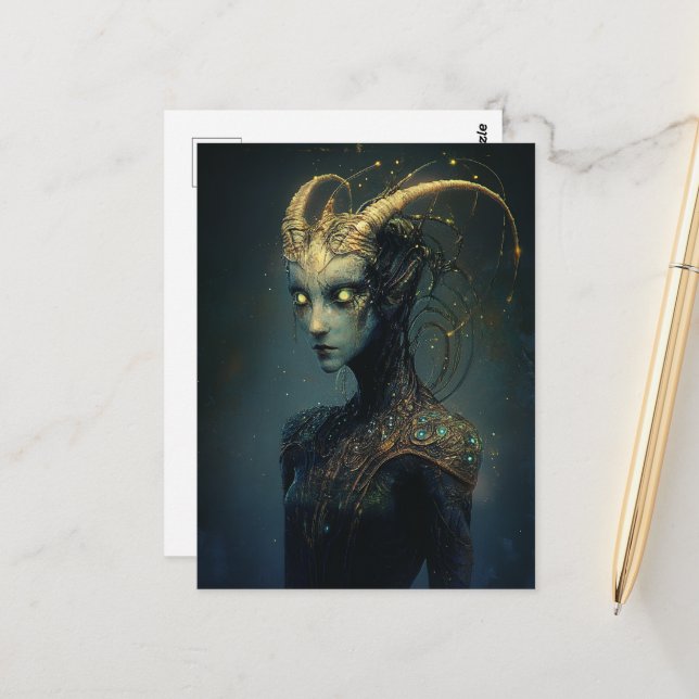 Cartão Postal Alienígena Única Com Olhos Brilhantes (Frente/Verso In Situ)