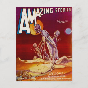 Cartão Postal Alienígenas de arte do cobrir Vintage Sci Fi Inse