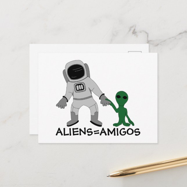 Cartão Postal Aliens = Amigos, Astronautas e Extraterrestres (Frente/Verso In Situ)