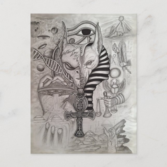 Cartão Postal Aliens Antigos, Anubis (Frente)