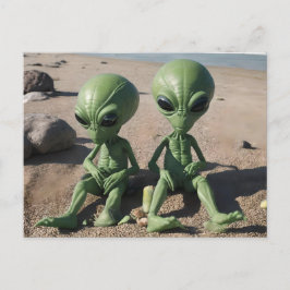 Cartão Postal aliens na praia