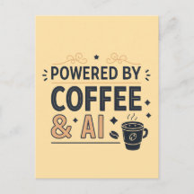 Alimentado por Café & Vetor de Tecnologia Retro AI