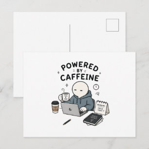 Cartão Postal Alimentado Por Cafeína Piada de Trabalho Engraçada