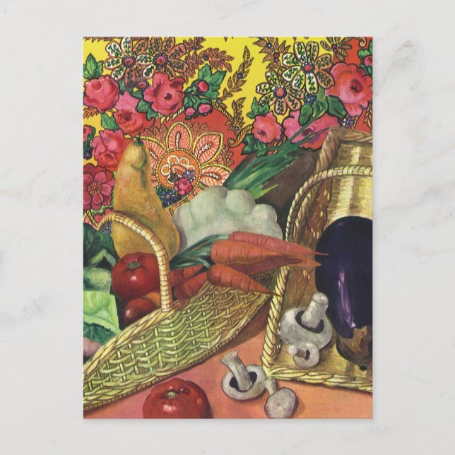 Cartão Postal Alimentos Orgânicos, Legumes de Jardim, Flores em  (Frente)