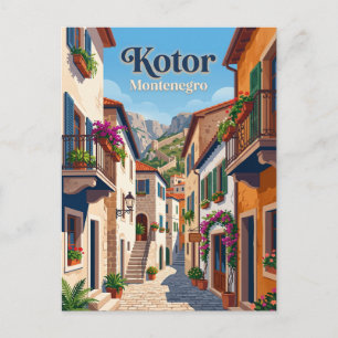 Cartão Postal Alleyway do Centro Histórico de Kotor Montenegro