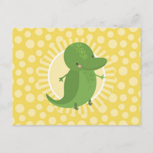 Cartão Postal Alligador Cinto - Crocodilo Verde Amarelo Engraçad
