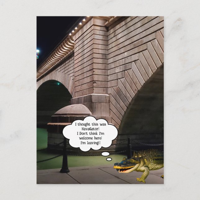 Cartão Postal Alligador nadando pela Ponte de Londres (Frente)