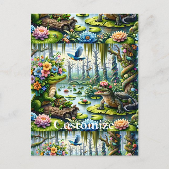 Cartão Postal Alligator Fantasy Swamp Thunder_Cove (Frente)
