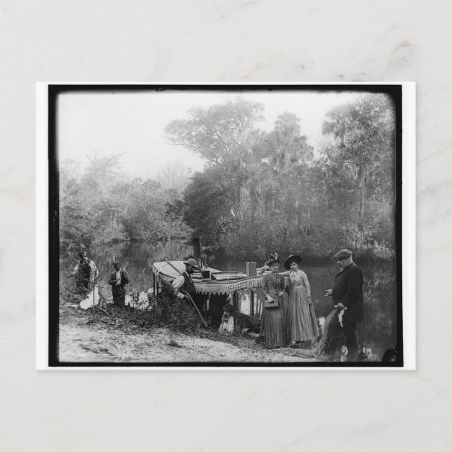 Cartão Postal Alligator Hunting, Tomoka River, Florida 1880-1897 (Frente)