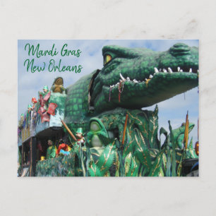 Cartão Postal Alligator Mardi Gras Float
