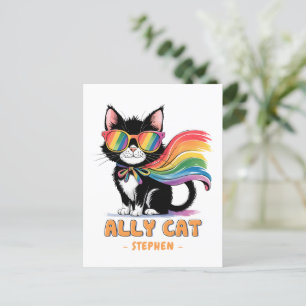 Cartão Postal Ally Cat - Orgulho LGBTQ do Gato Arco-Íris