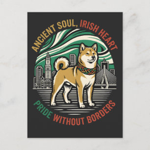 Cartão Postal Alma Antiga Coração Irlandês Shiba