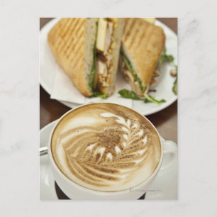 Cartão Postal Almoço de cappuccino e panini