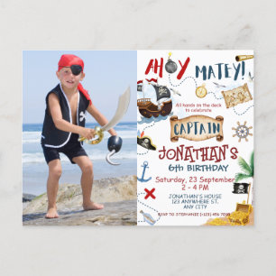 Cartão Postal Alô Capitão Pirata Fotoniversário infantil