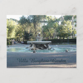 Cartão Postal Alô da Itália, fonte de jardinagem Villa Borghezio