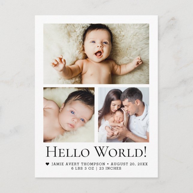 Cartão Postal Alô World Baby Photos Aniversário (Frente)