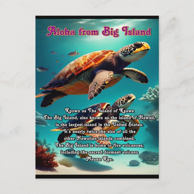 Cartão Postal Aloha Big Island Hawaii (Frente)