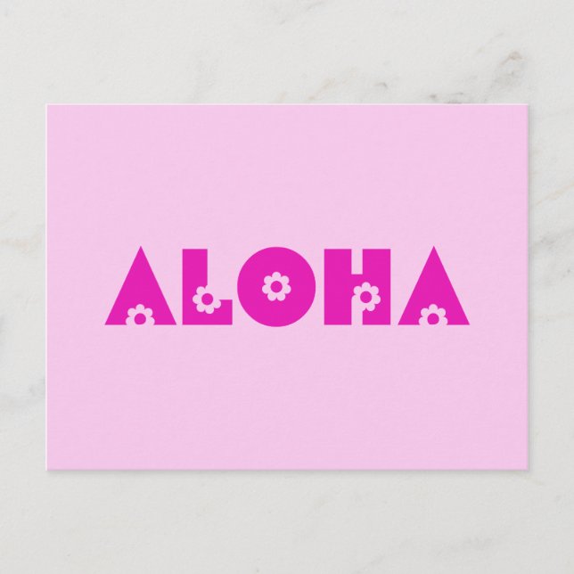 Cartão Postal Aloha em Rosa (Frente)