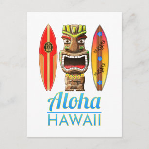 Cartão Postal Aloha Hawaii Havaii Surfing Tiki