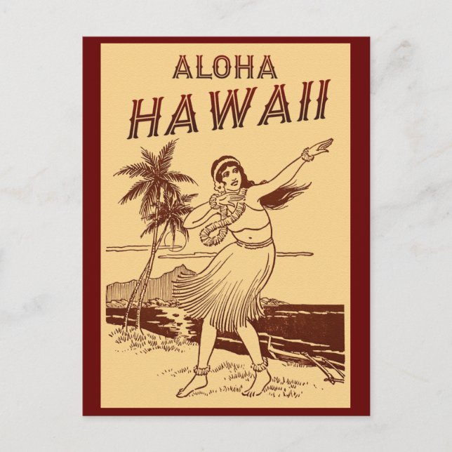 Cartão Postal Aloha Hawaii Hula Girl   (Frente)