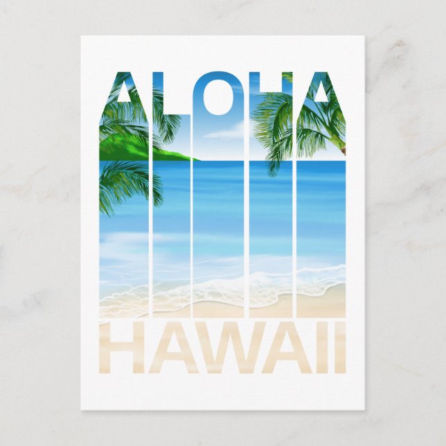 Cartão Postal Aloha Hawaii Islands Tropical Beach (Frente)