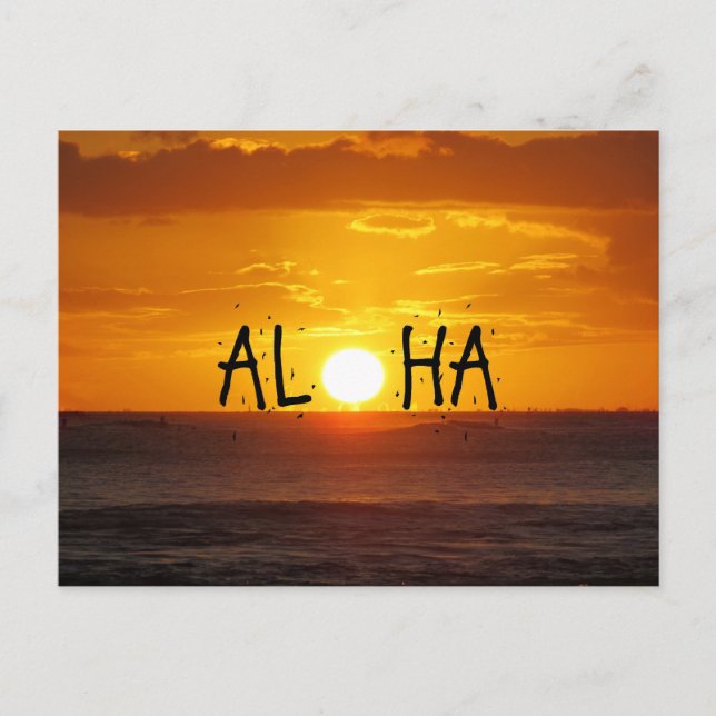 Cartão Postal Aloha Hawaii Sunset Ocean (Frente)