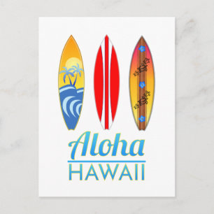 Cartão Postal Aloha Hawaii Surfboards