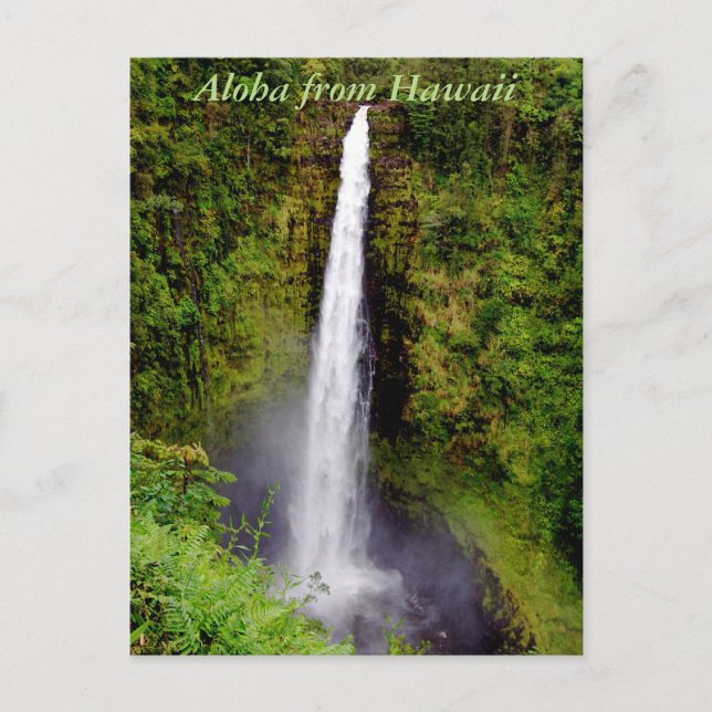 Cartão Postal Aloha Hawaii Waterfall (Frente)