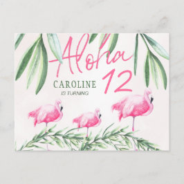 Cartão Postal Aloha luau Vamos Flamingle festa de aniversário tr