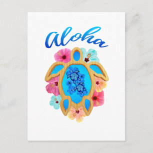Cartão Postal Aloha Tropical Honu Turtle