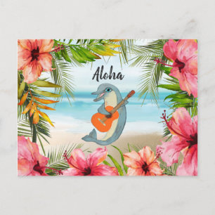 Cartão Postal Aloha tropical pensando em você violão de golfin