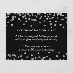Cartão Postal Alojamento Silver Faux Glitter Confetti Preto
