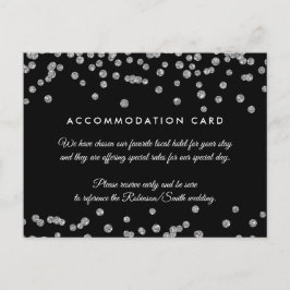 Cartão Postal Alojamento Silver Faux Glitter Confetti Preto