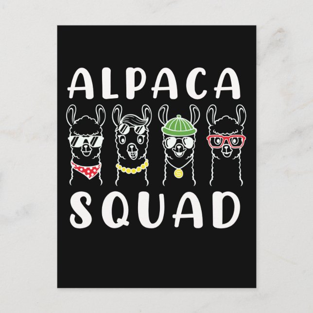Cartão Postal Alpaca Squad Gangster Funny Alpaca Amigos (Frente)