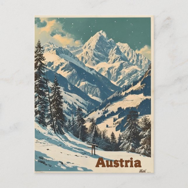 Cartão Postal Alpes Áustria Vintage (Frente)