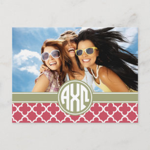 Cartão Postal Alpha Chi Omega Monograma e fotografia