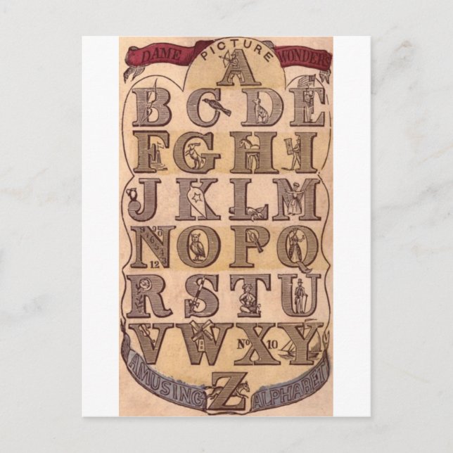 Cartão Postal Alphabet Amusador de Dame Wonder (Frente)