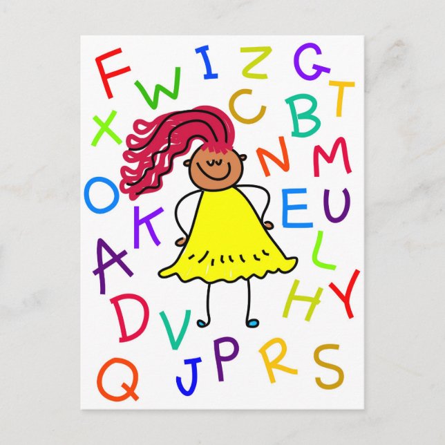 Cartão Postal Alphabet Girl (Frente)