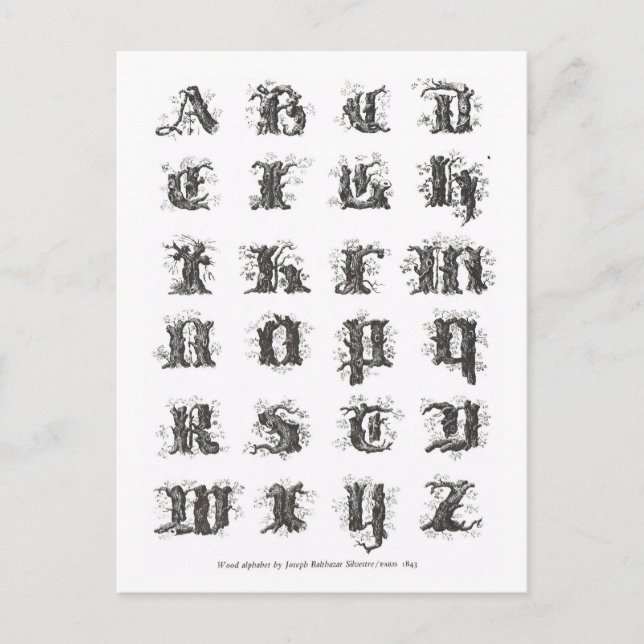 Cartão Postal Alphabet Päris 1843 (Frente)