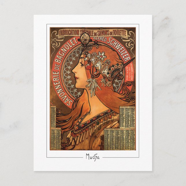 Cartão Postal Alphonse Mucha #58 - Cartão-postal de arte (Frente)