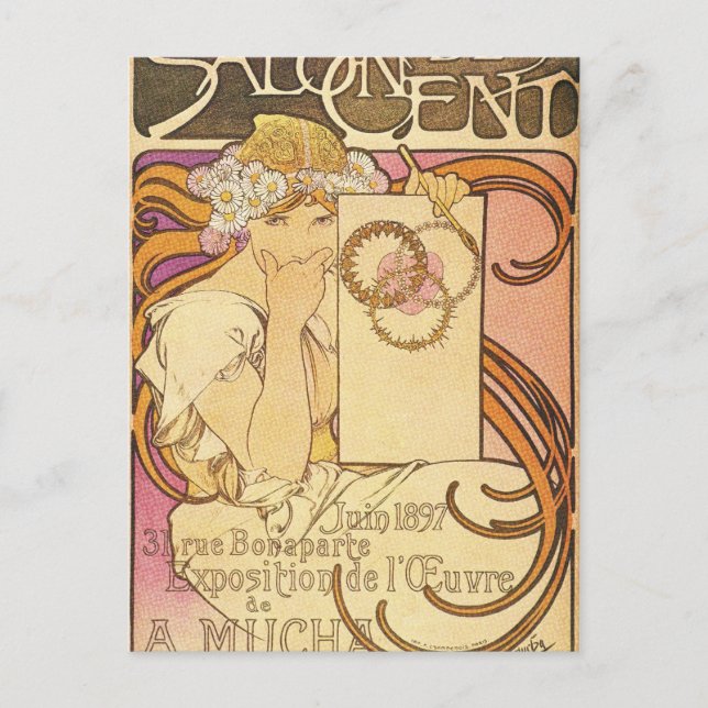 Cartão Postal Alphonse Mucha Art Deco (Frente)