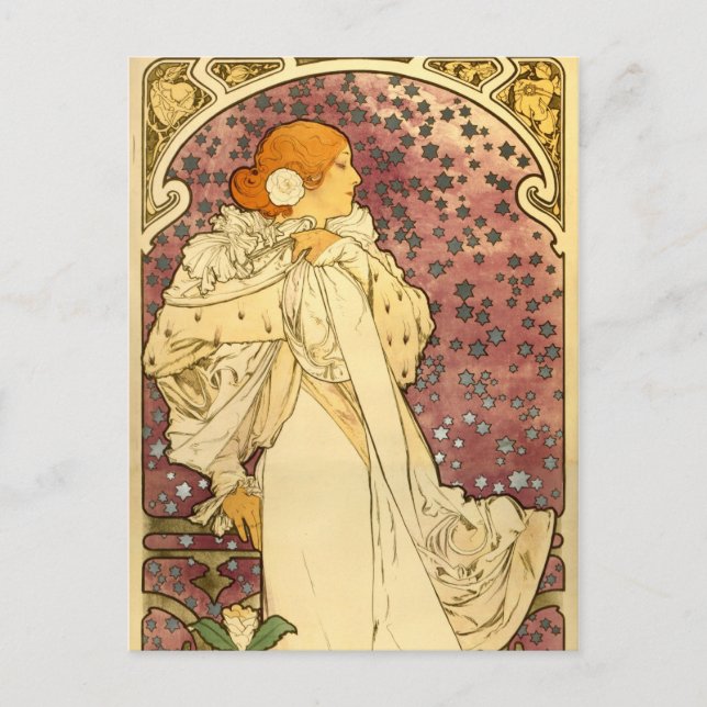 Cartão Postal Alphonse Mucha Art Deco (Frente)