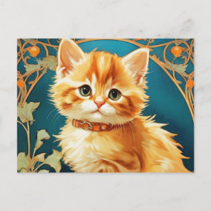 Cartão Postal Alphonse Mucha Art Nouveau Cat