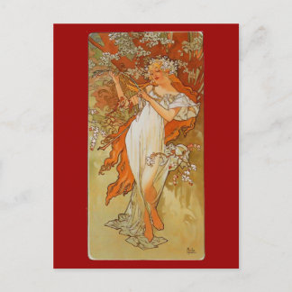 Cartão Postal Alphonse Mucha - Art Nouveau - Primavera
