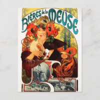 Alphonse Mucha Beer do Cartão-Postal do Uso