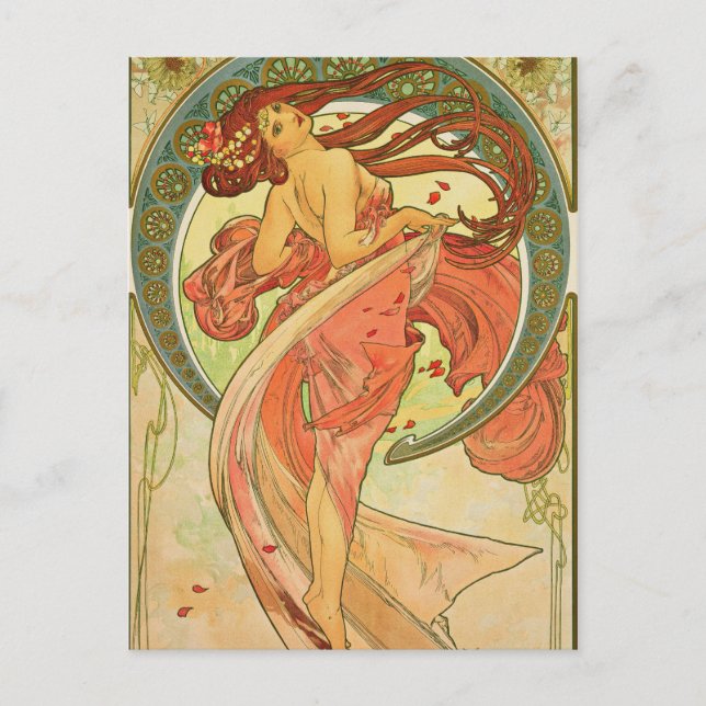 Cartão Postal Alphonse Mucha - Dança (Frente)